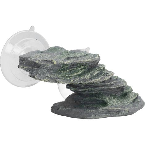 Kletterplattform aus Kunstharz für Schildkröten, realistischer Aquariumfelsen, Reptilienbadeplattform mit Saugnapf für Echsen (1/5)