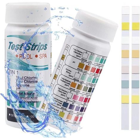 7 En 1 Bandelette Piscine,Bandelette De Test,7 En 1 Test De Qualité d'Eau,100 Bandelette Spa Et Piscine 7 En 1,Pour Tester Le Chlore,Chlore Libre,Ph,Taux De Brome,Dureté Et Plus Encore (1/4)