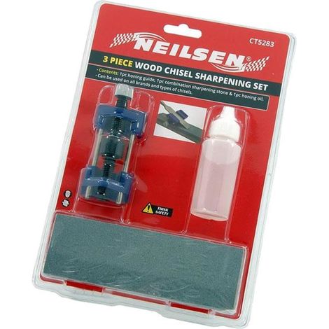 Neilsen Wood Chisel Sharpening Hone Guide Honing Oil & Stone Tool Set 3pc