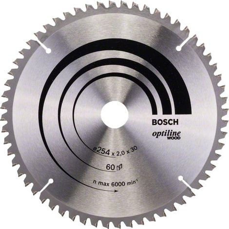 BOSCH DISCO SIERRA OPTILINEWOOD Diámetro disco x eje (mm) 254x30 Número de dientes 60