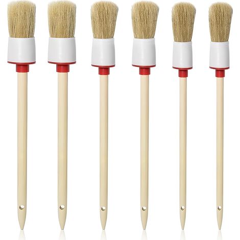 Borstenpinsel, 6 Stück Pinsel Rund 20mm/25mm/30mm Professionelles Naturholz Rundpinsel Ringpinsel Set Wachspinsel zum Streichen von Wänden und Möbeln für den Hausgebrauch (1/5)