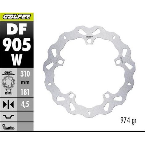 DISCO DE FRENO DELANTERO GALFER PARA BMW R 1300GS ADVENTURE '23-'25 (DISTANCIA ONDULADA) (310X181X4.5MM)