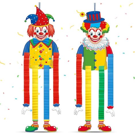 Decorazioni di Carnevale a tema clown, 2 ghirlande decorative, decorazioni da parete a tema clown, decorazioni per Carnevale, Circo e feste di compleanno (1/5)