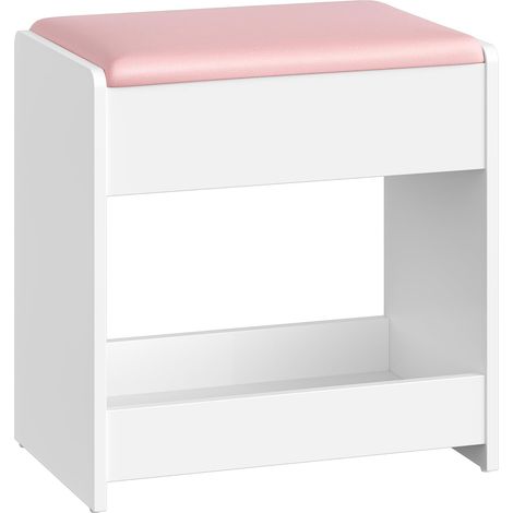 Tabouret de Coiffeuse, Chaise Rembourrée de Maquillage, Repos-Pieds, Patins Antidérapants, pour Chambre, Dressing, Entrée, Rose