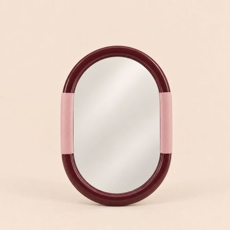 Miroir ovale bordeaux et rose 50x35cm