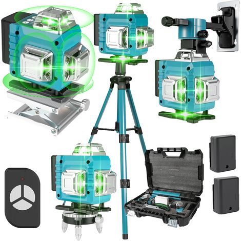 Nivel láser autonivelante 4D, visibilidad de 360°, con trípode y estuche de plástico. (1/5)