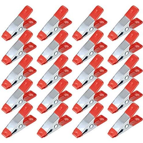 CSPARKV 20 Stück Metall-Federklemmen, Modellbau-Pinzette, Metall-Federklemmen, Griffhalter-Wäscheklammern für Plane, Camping, Plane, Holzbearbeitung, Modellierwerkzeug – 2 Zoll