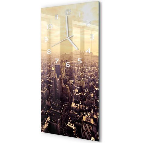 Horloge Murale Verticale pour Petit Espace Design Élancé et Moderne Manhattan, New York 30x60 cm (1/5)