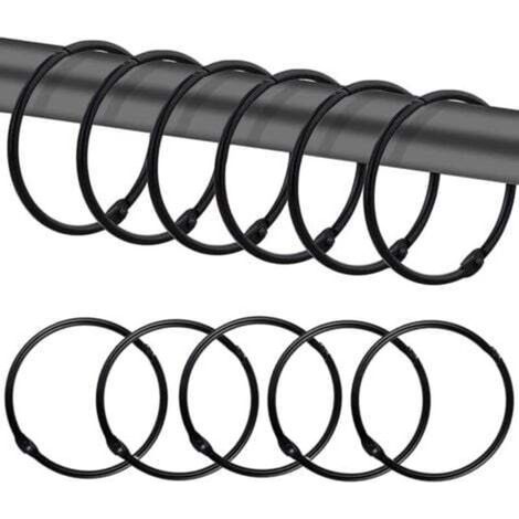 12 schwarze Duschvorhangringe, rostfreie Duschvorhanghaken, runde Metallhaken für Badezimmer, Ankleidezimmer, Fenster, Heimdekoration, einfach zu montieren