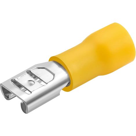 Femelle Déconnexion Rapide Vinyle Isolée, FDD5.5-250, Connexion de Câble 6,3 x 0,8mm, pour 4-6mm² (12-10 AWG), Jaune, 100 Pièces (1/5)