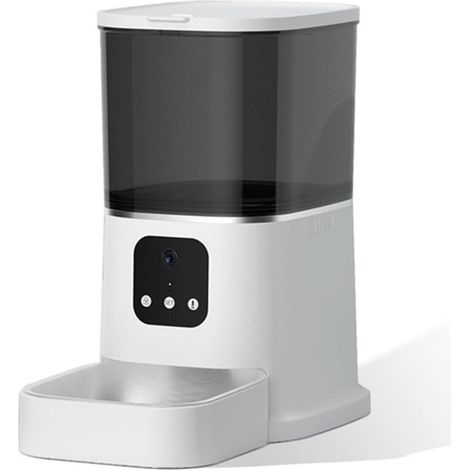Mangeoires automatiques Caméra vidéo 6L chargeur synchronisation intelligente automatique for animaux de compagnie for chat chiens Intelligent distributeur de nourriture sèche bol vocal pour chiens et (1/5)