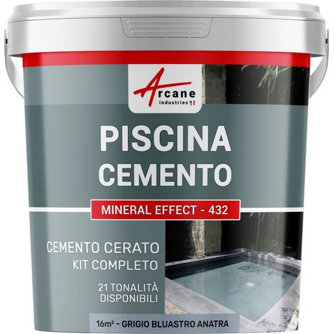 Kit microcemento color grigio topo per piscina in calcestruzzo - 16 m² Grigio Bluastro Anatra - ARCANE INDUSTRIES