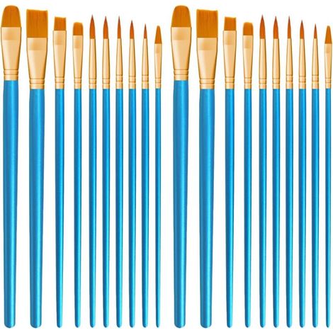 Lot de 20 pinceaux de Peinture en Nylon pour Peinture Acrylique, Huile, Aquarelle, Gouache, Peinture faciale pour Enfants et Adultes (Bleu) (1/4)