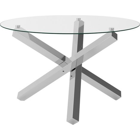 Capri Dining Table - Glass/Metal - L120 x W75 x H120 cm - Clear/Silver - Flat Packed