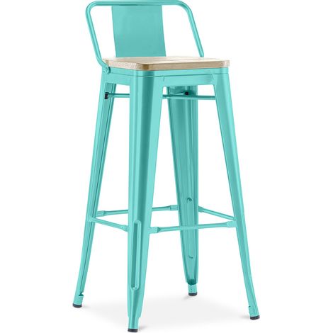Taburete de Bar con Respaldo - Diseño Industrial - Madera y Acero - 76cm - New Edition - Stylix (1/5)