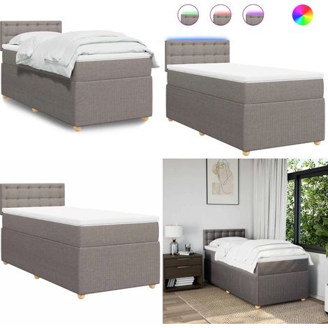 Giroletto a Molle con Materasso Tortora 90x200 cm inTessuto - Materasso a molle insacchettate - Letto con luci LED