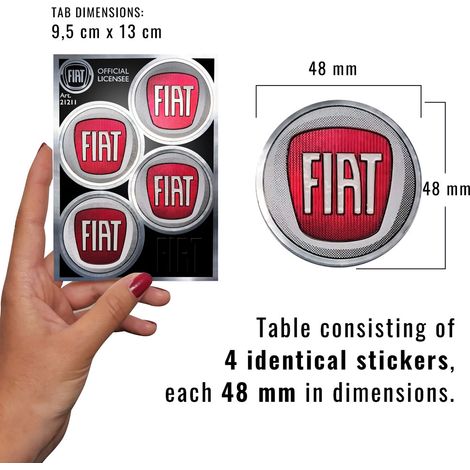 Fiat Adesivi Chrome Tabs - Modello: 4 LOGHI
