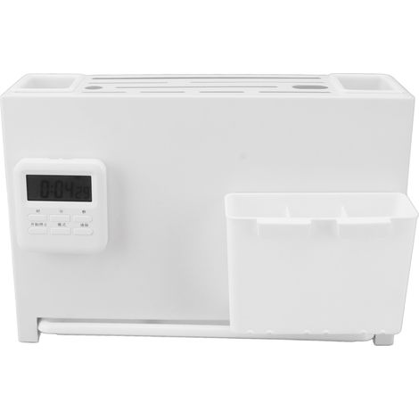 Porte-couteaux multifonctionnel mural, porte-baguettes magnétique blanc, minuteur, porte-couteaux de cuisine pour la maison et le restaurant (1/5)