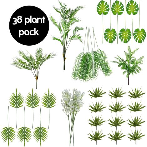 Pack of 38 Foliage Stem Plants - Leaves and Palm Trees (1/2)