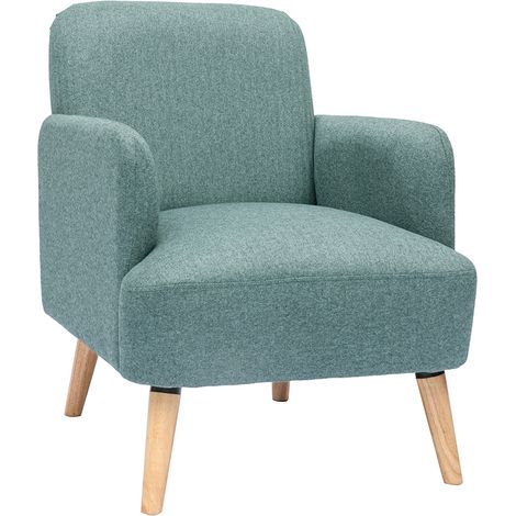 Poltrona scandinava in tessuto grigio verde e legno chiaro ISKO