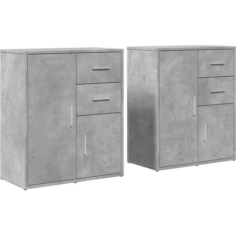 Credenza cassettiera mobile contenitore organizer cucina soggiorno salotti set di 2 60 x 31 x 70 cm legno ingegnerizzato grigio 020036858