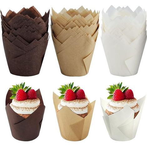 Juego de 150 moldes de papel para magdalenas, moldes de papel para hornear con forma de tulipán para cupcakes y magdalenas, perfectos para bodas y cumpleaños, 5 cm (1/5)