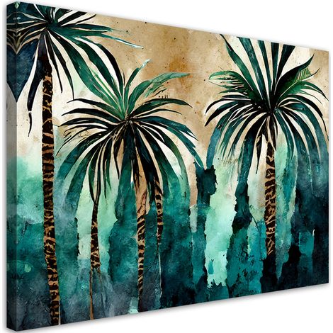 Tableau déco Palmiers tropicaux Aquarelle 60x40 (1/5)