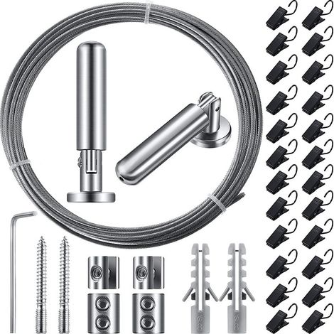 5-meter stainless steel plastic-coated rope and clip set, home plastic-coated steel wire rope accessories, outdoor windproof rope (1/5)