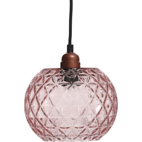 Lampada a sospensione Corvus in vetro rosa (1/4)