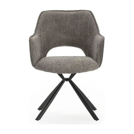 OLYA - Lot de 2 chaises pieds en métal noir Gris (1/5)