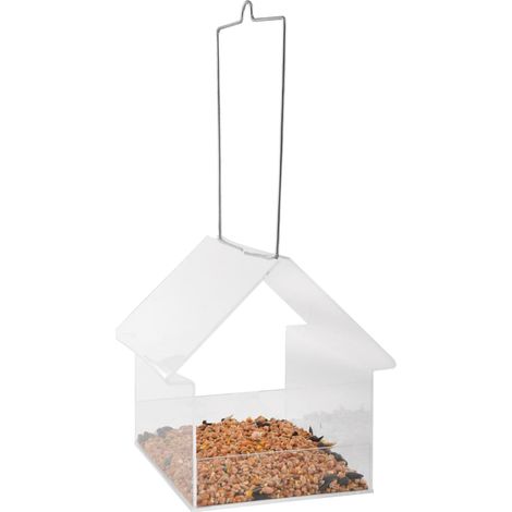 Comedero colgante para pájaros de acrílico transparente DEC022570