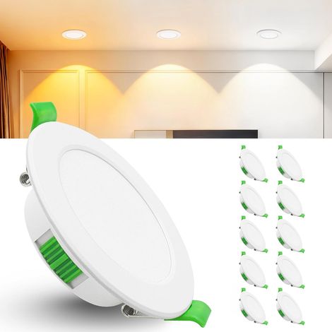 Lot de 6 Spot Led Encastrable Extra Plat, 5W 600LM Spot Encastrable Led 68mm - 75mm Découpe, Blanc Chaud 2700K Blanc Neutre 4000K Blanc Froid 6000K Spot Salle de Bain IP44 pour Cuisine, Blanc