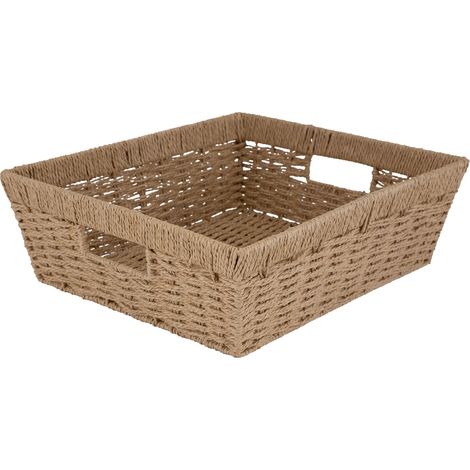 Grand panier de rangement pour étagère Dimensions : 38,1 x 33 x 12,7 cm Design tissé hollandais Organisation de la maison Matériau en corde de papier Idéal pour laisser des espaces (1/5)