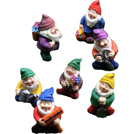 7 Pièces Nains de Jardin,Résine Miniature Statue,Statue Gnomes Fée Miniature, Ornements Figurine Nains Mignons, pour Décoration de Table et Jardin pour Vacances (1/5)