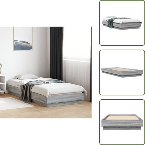 Cadre de lit sans matelas sonoma gris 90x200 cm - Cadre De Lit - Lit Simple - Lit En Bois - Lit Gris - Sommier (1/5)