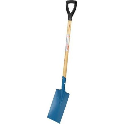 Pala de jardín con mango de madera, 115 cm, cabeza de acero azul, resistente