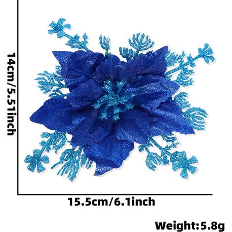 Fleurs De Noël Artificielles - 16 Cm - Décoration Pour Arbre De Noël - En Plastique - Lot De 1 (1/3)