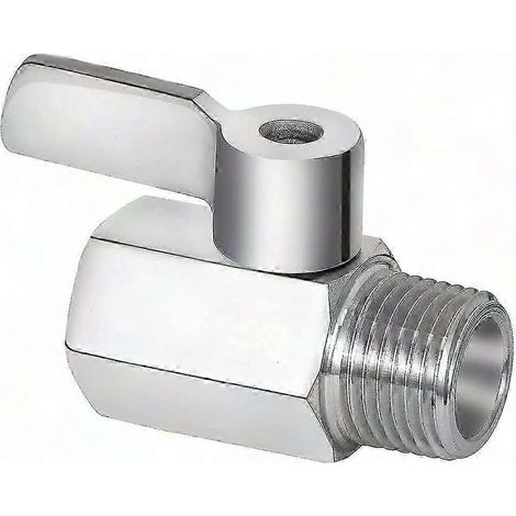 Robinet d'arrêt pour pommeau de douche, mini-robinet à bille en acier inoxydable 304, filetage NPT 1/2" (mâle x femelle) (1/3)