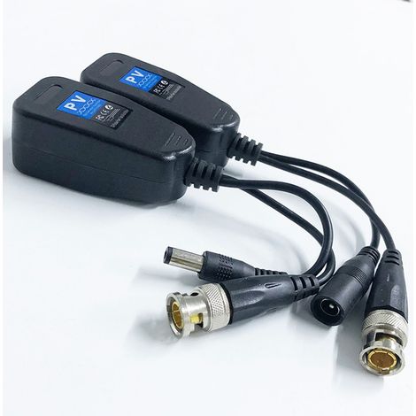 2Paires Émetteur Vidéo HD BNC Coaxial Anti-Parasites, Transmetteur Paire Torsadée pour Caméra Surveillance, Lot de 2 (1/5)