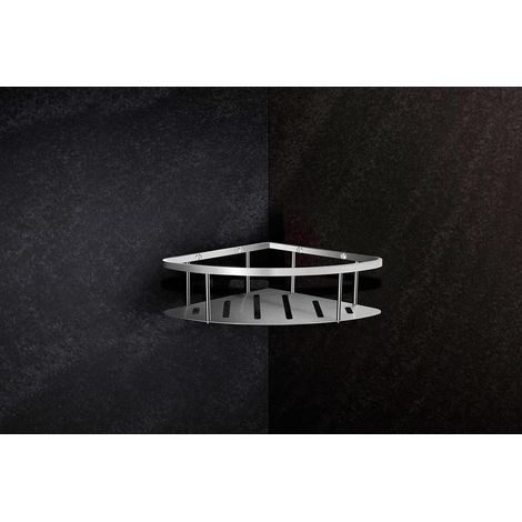 Étagère de baignoire pour receveur de douche de salle de bain Support d'étagère d'angle mural (acier inoxydable (brossé), 1 niveau) (1/4)