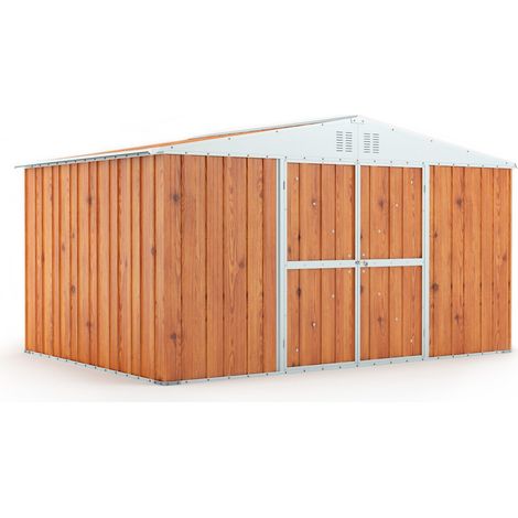 Casetta Box da Giardino in Lamiera di Acciaio Porta Utensili 403x269x217 cm Enaudi Legno (1/4)
