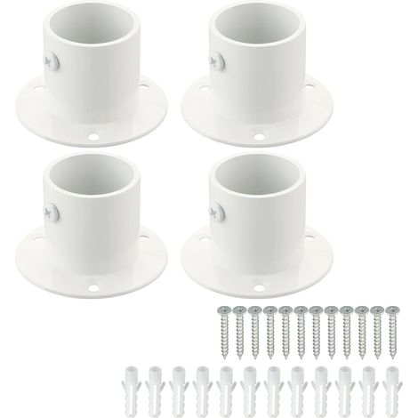 Lot de 4 Pièces Support de Tige Réglable en Acier Inoxydable, 3.2 CM, Base Épaissie Fermeture Murale Charge Lourde pour Armoire Rideau Douche Séchoir, Blanc (1/5)