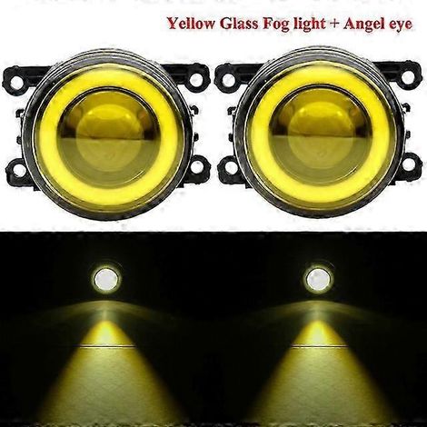 2x Feux antibrouillard LED Angel Eye 2 en 1 avec feux de jour pour Mitsubishi Outlander 2012-2018 et Mitsubishi ASX 2013-2014 (HZ-LED-Jaune) (1/4)