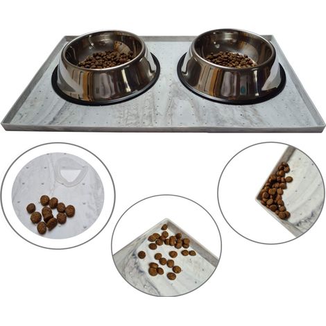 Tapis de gamelle antidérapant 50 x 30 cm Effet marbre pour Chat Chien Bord Haut étanche (1/5)