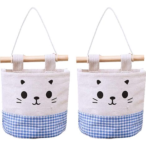 1 Pochette de rangement murale, motif chat, tissu coton lin, imperméable, pour salon chambre cuisine salle de bain (1/5)