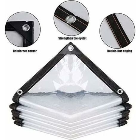 Bâche Transparente Imperméable, Souple et Résistante, 3x4 mètres
