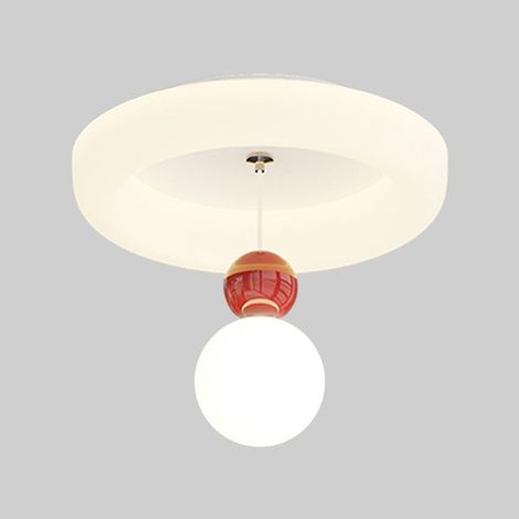 Suspension ronde, suspension en acrylique blanc avec abat-jour sphérique, lustre LED moderne - 20W - 3 modes de couleur, suspensions d’éclairage de couloir, lampes de chute au design minimaliste (1/5)