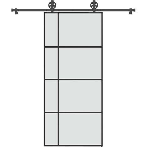Sliding Door with Hardware Set 90x205 cm ESG Glass&Aluminium vidaXL (1/5)