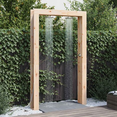 vidaXL Outdoor Shower 226 cm Solid Pine Wood and Stainless Steel