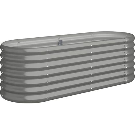 Vassoio per fioriera aiuola rialzata piante fiori terrazza giardino giardino acciaio verniciato a polvere 114 x 40 x 36 cm grigio 020039570